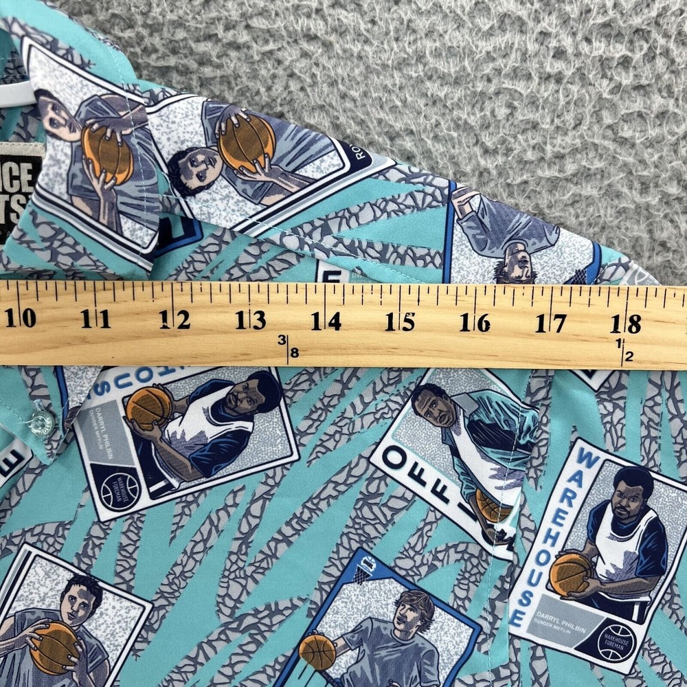 RSVLTS Shirt THE OFFICE Men's Small Blue Short Sleeve Button Up Basketball Cards - Picture 4 of 15